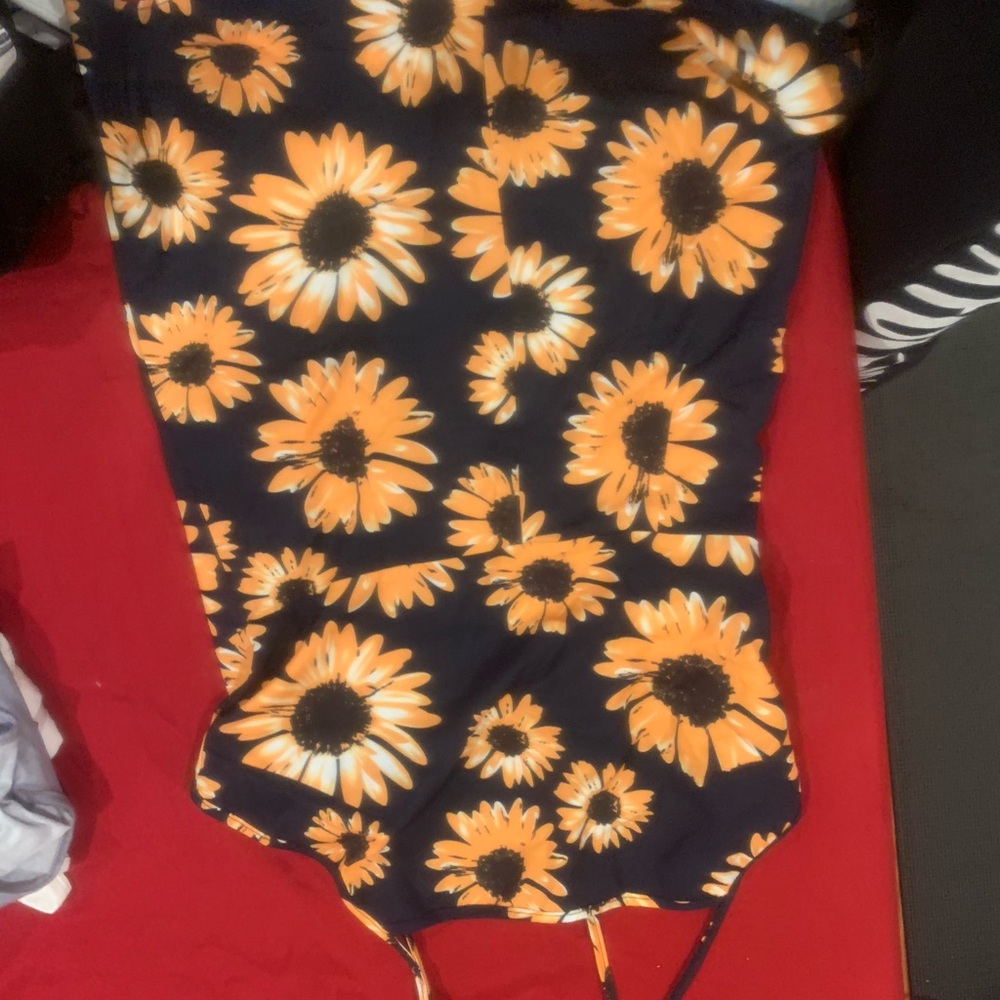 Navy blue sunflower romper